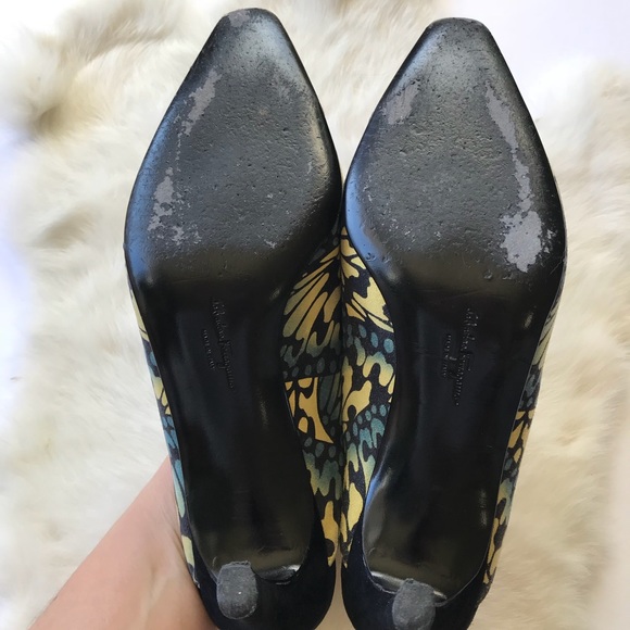 Salvatore Ferragamo Butterfly Mules Heels Sz 7 - Picture 6 of 8